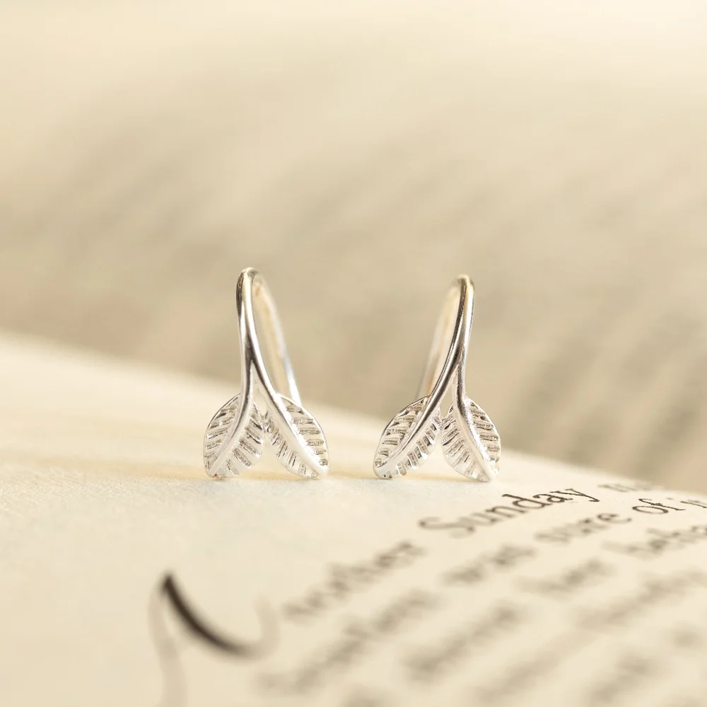 Frosted Leaf Earrings - Only 2 left! - Picture 7 of 10